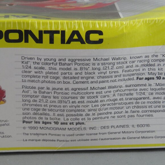 Vintage Nascar Model - Bahari Pontiac by Monogram - 1/24 Scale New in Box - Picture 5 of 8